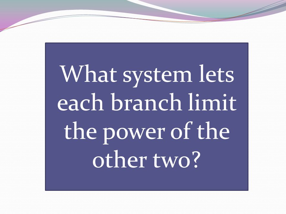 What system lets each branch limit the power of the other two
