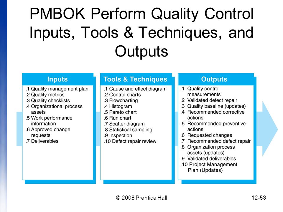 Project Management Inputs And Outputs Chart