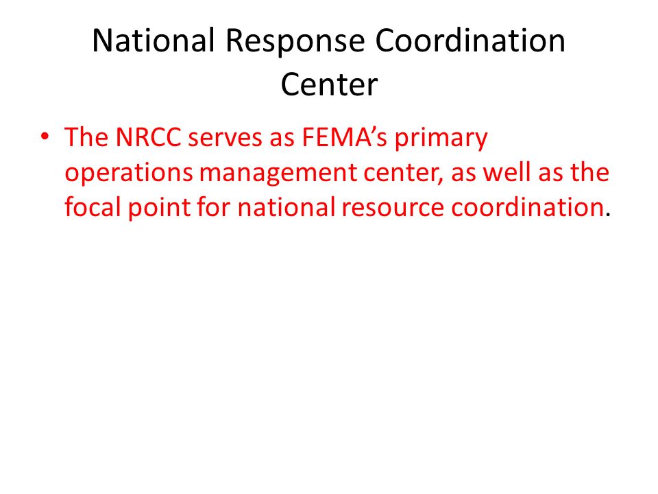 National Response Coordination Center