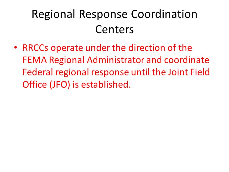 Regional Response Coordination Centers