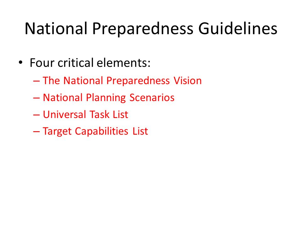 National Preparedness Guidelines