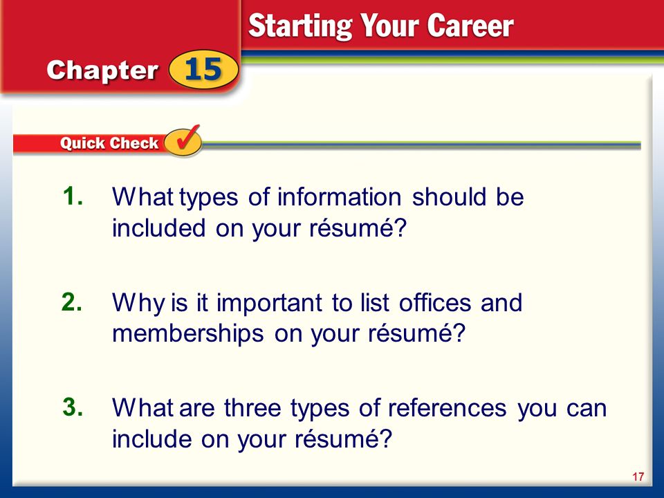What types of information should be included on your résumé