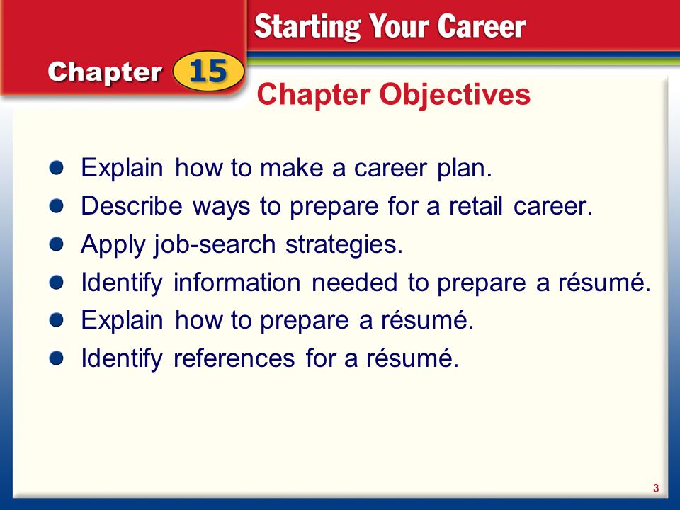 Chapter Objectives Explain how to make a career plan.