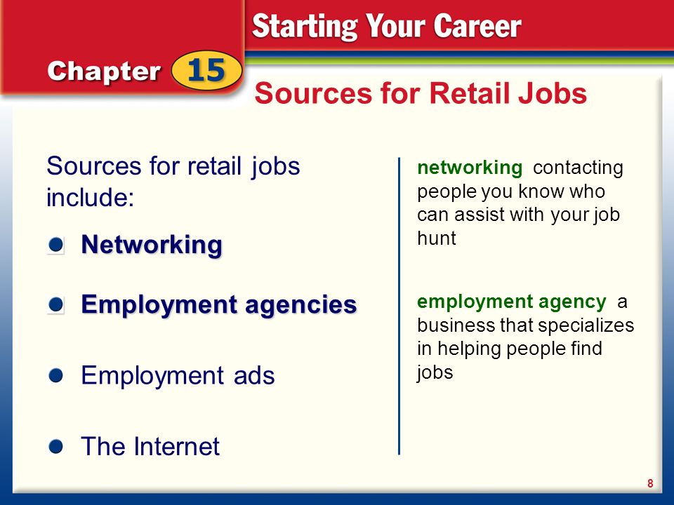 Sources for Retail Jobs