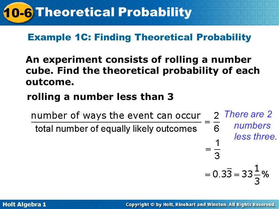 Example 1C: Finding Theoretical Probability