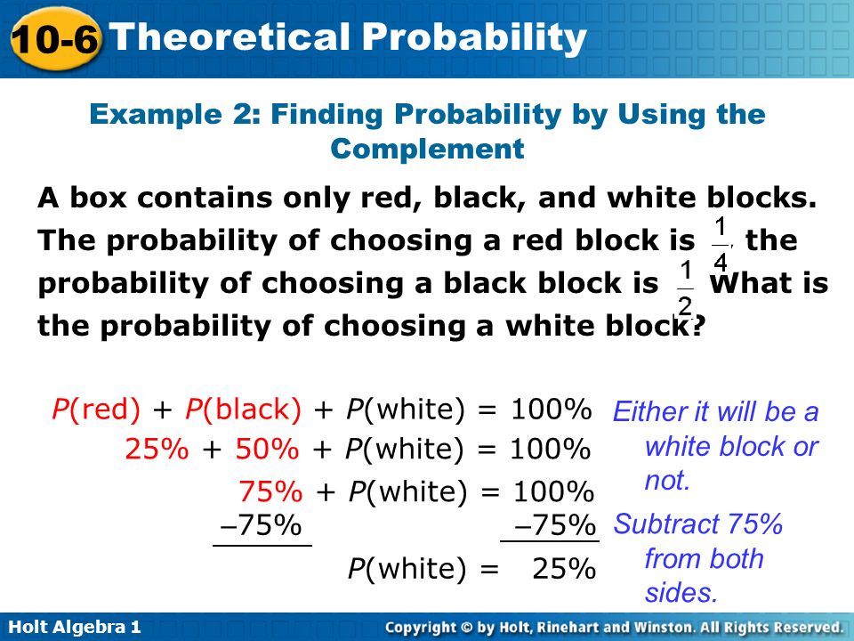 Example 2: Finding Probability by Using the Complement