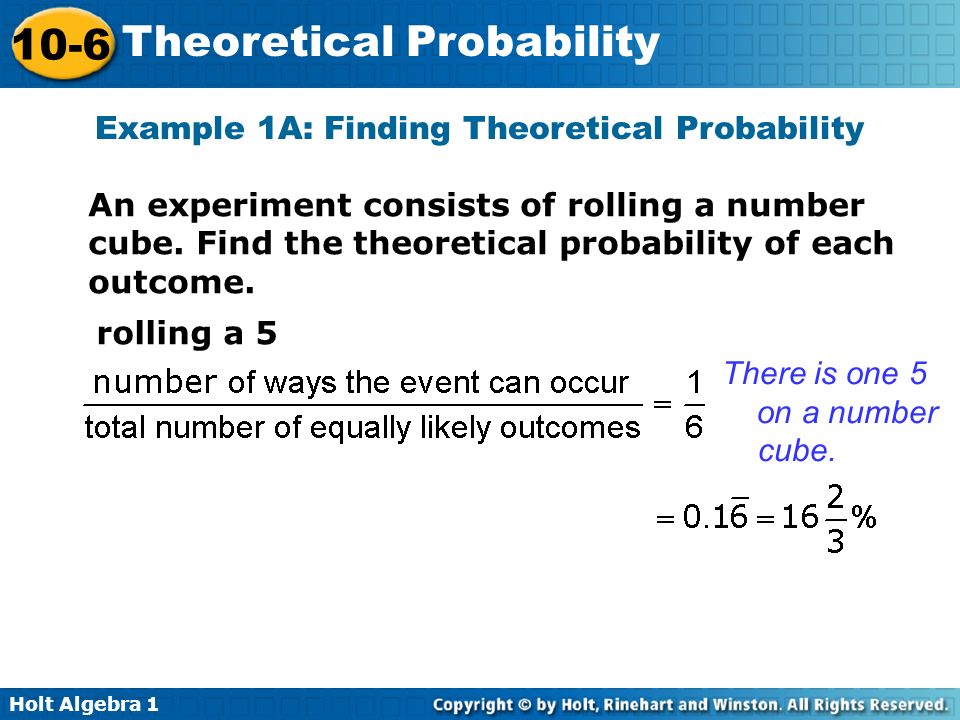 Example 1A: Finding Theoretical Probability