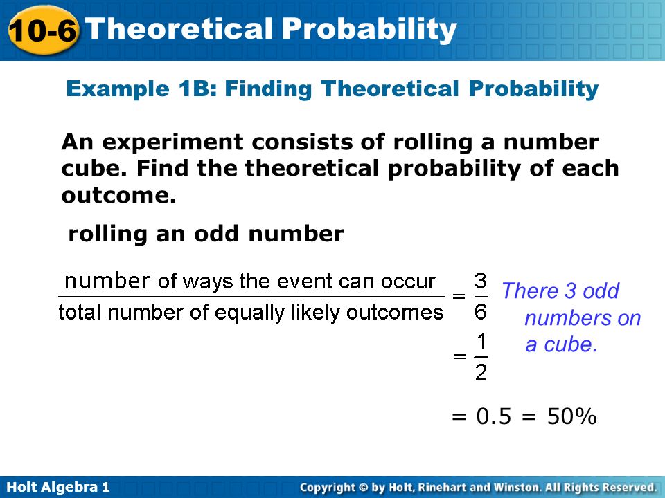 Example 1B: Finding Theoretical Probability