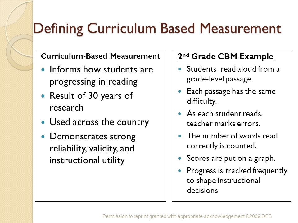 curriculum based measurement examples