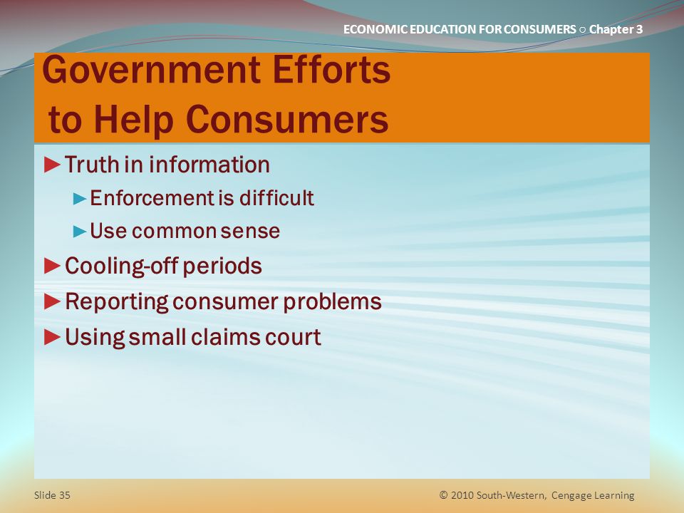 Government Efforts to Help Consumers