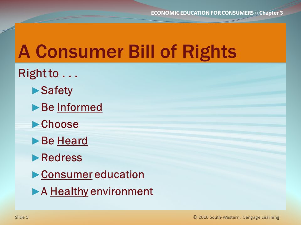 A Consumer Bill of Rights