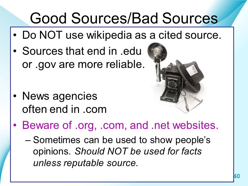 Good Sources/Bad Sources