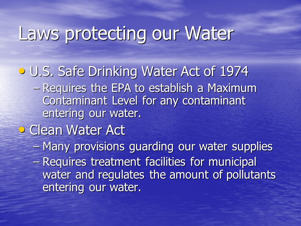 Laws protecting our Water