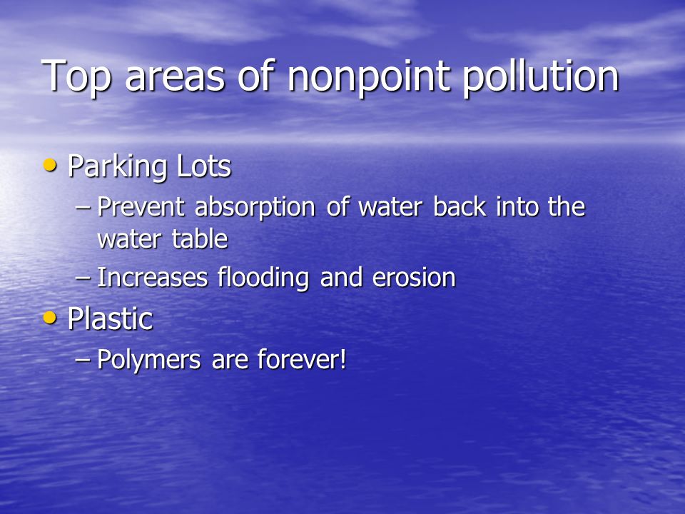 Top areas of nonpoint pollution