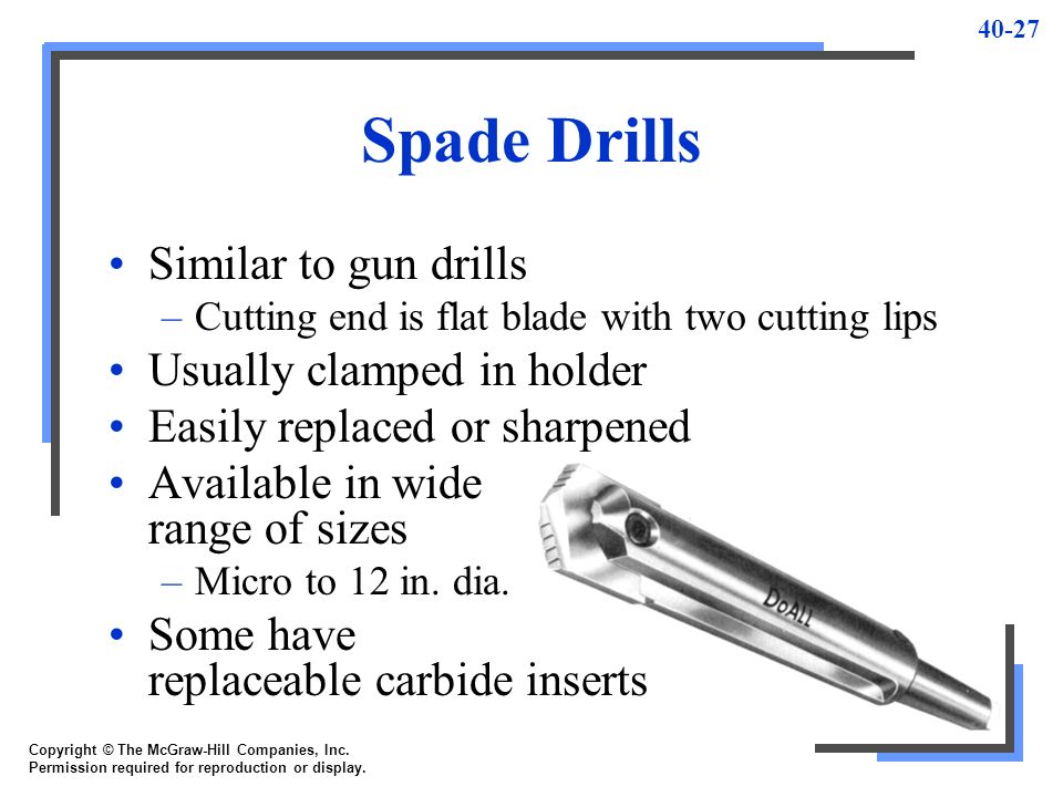 Spade Drill Speed And Feed Chart