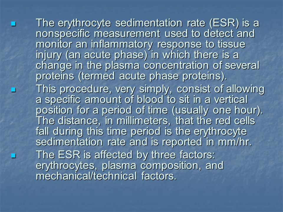 erythrocyte sedimentation rate procedure