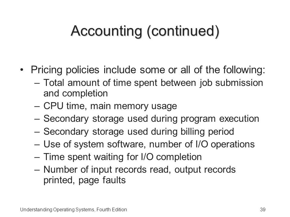 Accounting (continued)