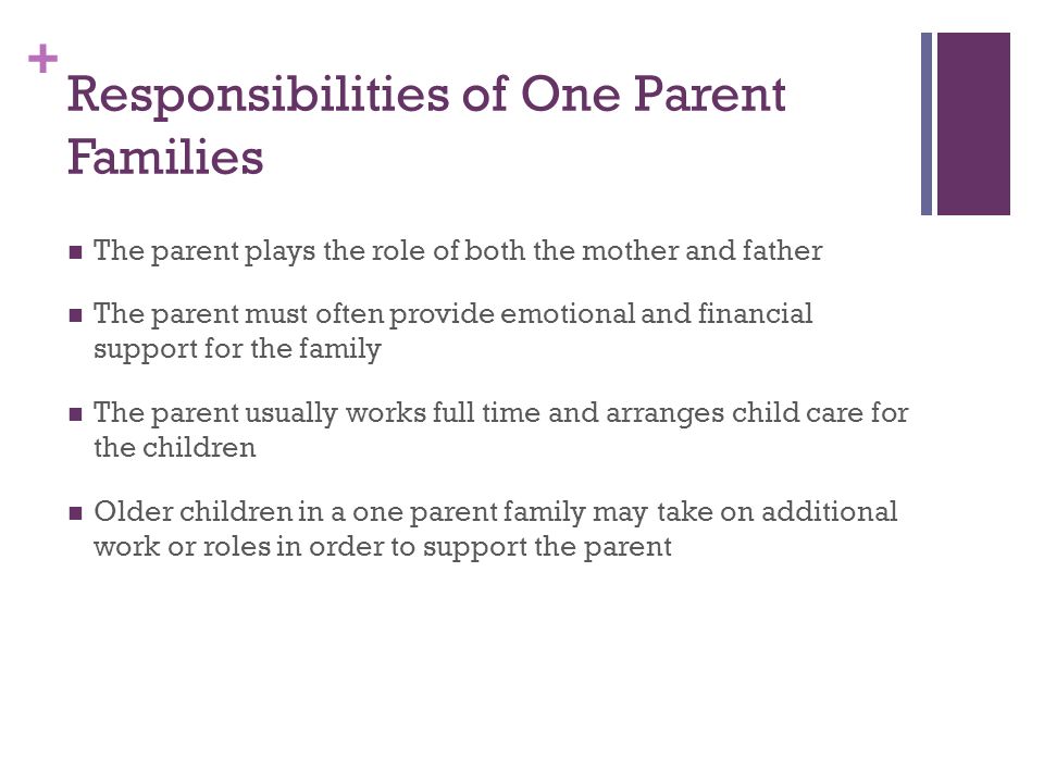 Responsibilities of One Parent Families