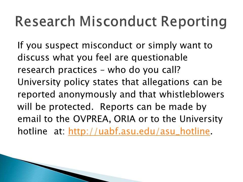 Research Misconduct Reporting