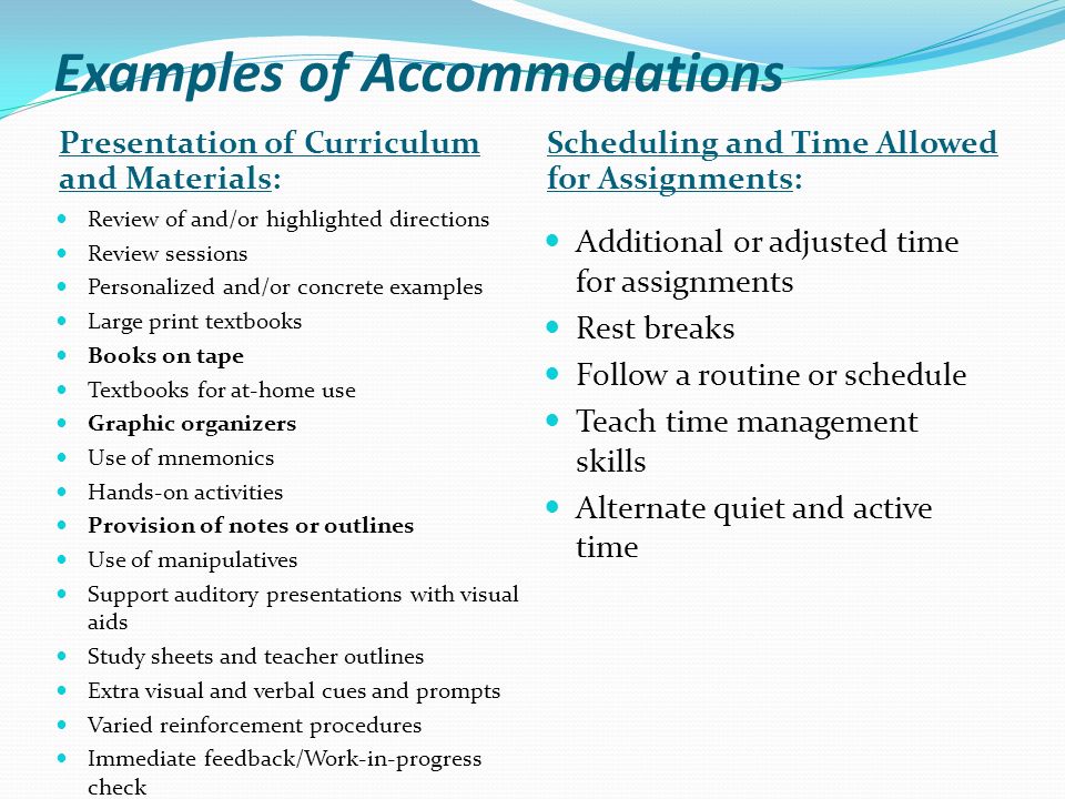 Accommodations Vs Modifications Chart
