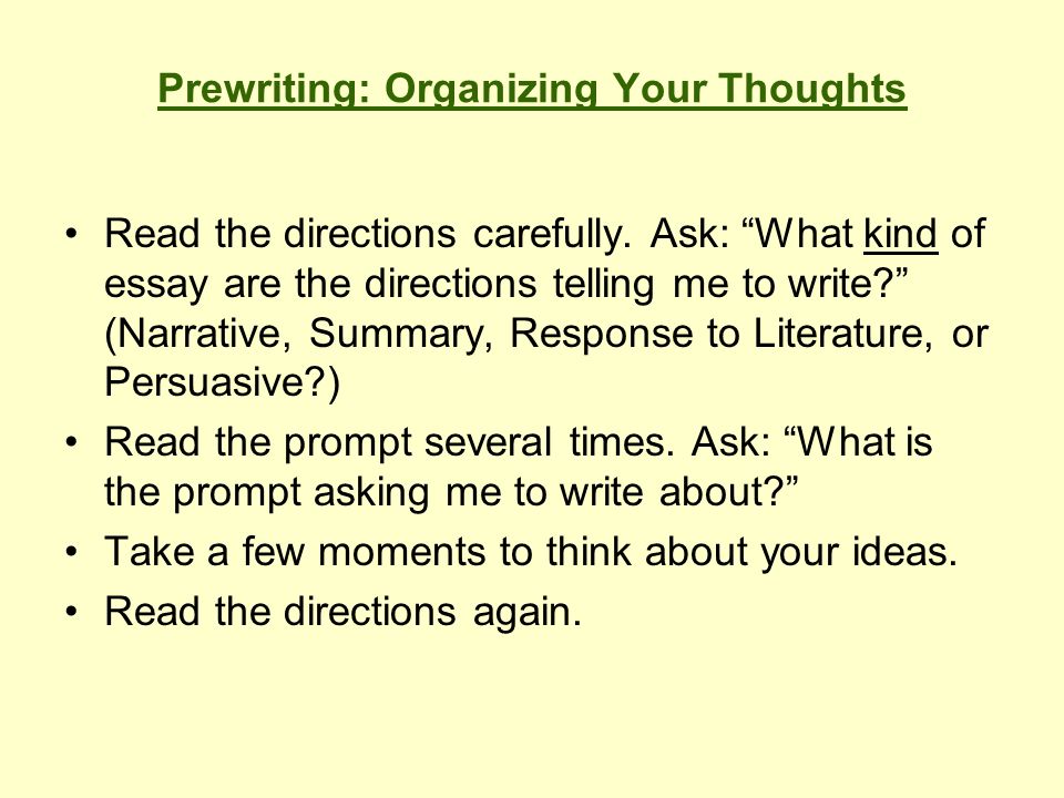 Prewriting: Organizing Your Thoughts