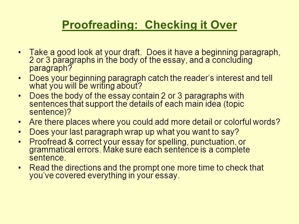 Proofreading: Checking it Over