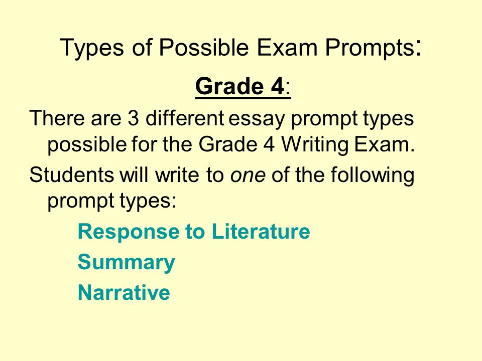 Types of Possible Exam Prompts: