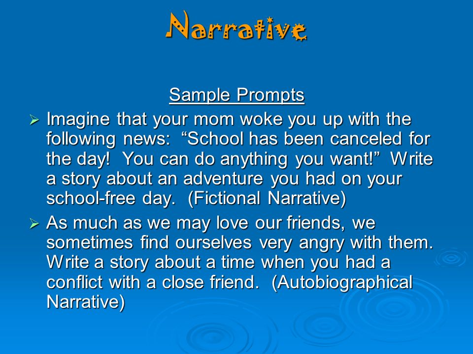 Narrative Sample Prompts