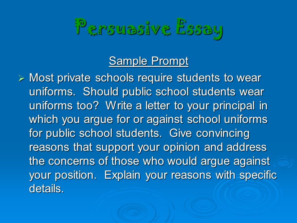 Persuasive Essay Sample Prompt