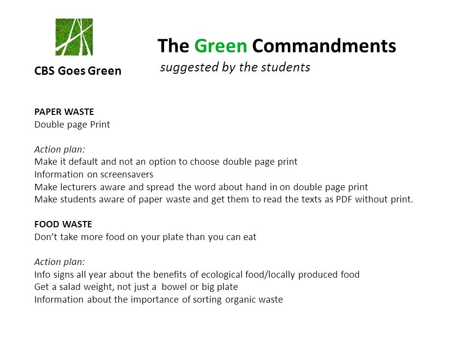 hylde egetræ ansvar The 10 Green commandments - What can I do in the daily life? - ppt video  online download