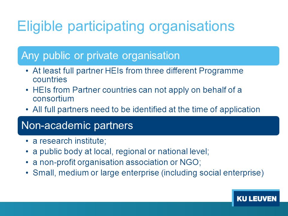Eligible participating organisations