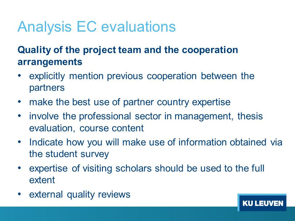Analysis EC evaluations
