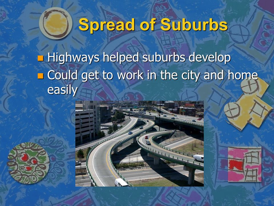 Spread of Suburbs Highways helped suburbs develop
