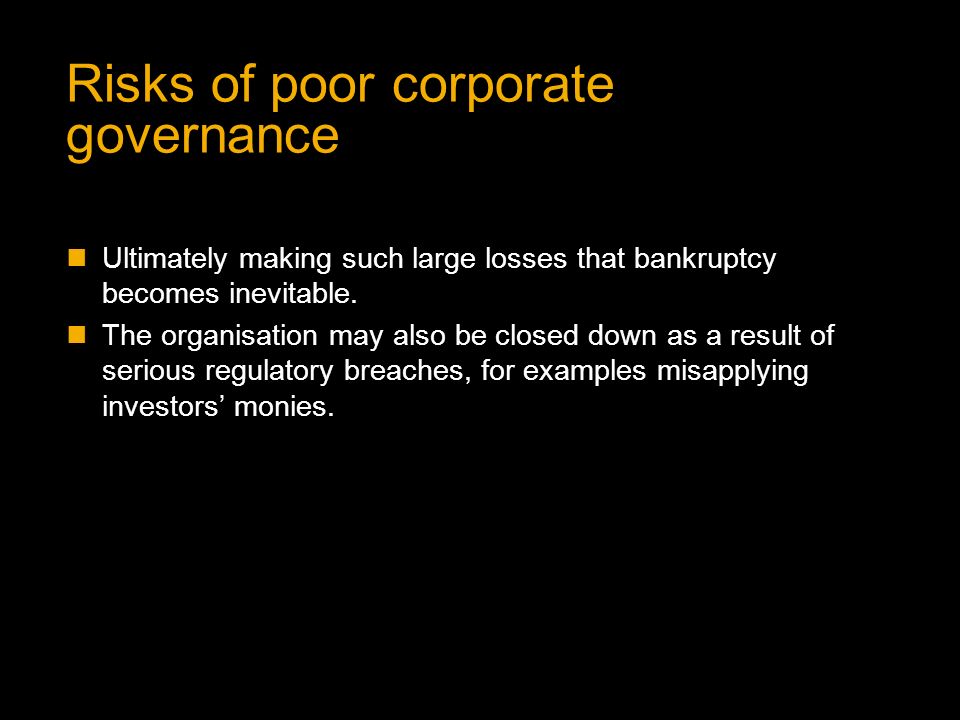 Risks of poor corporate governance