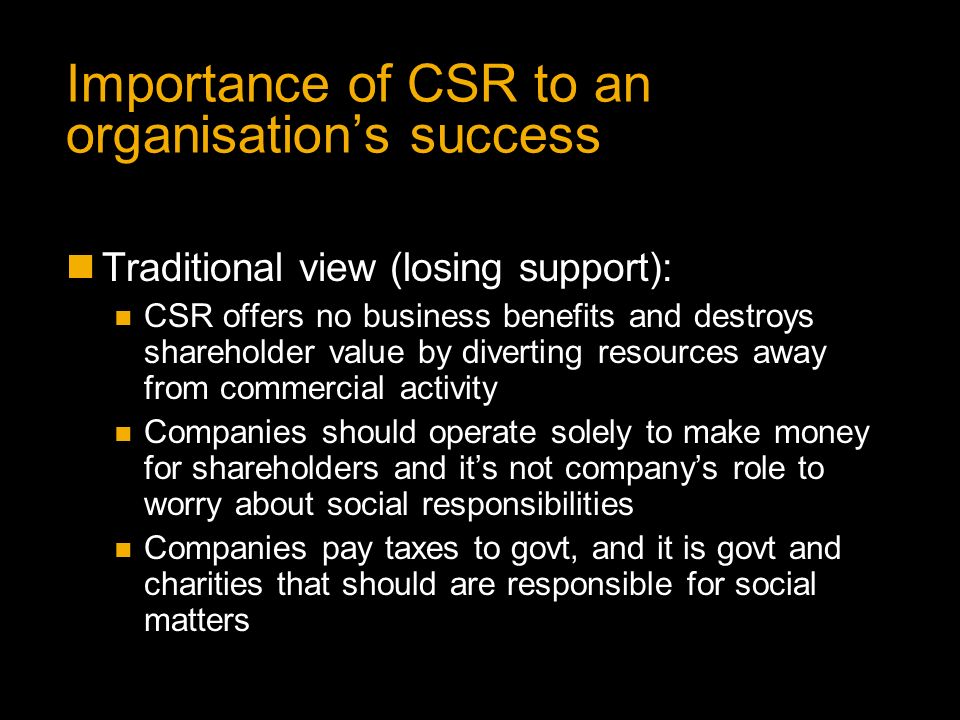 Importance of CSR to an organisation’s success