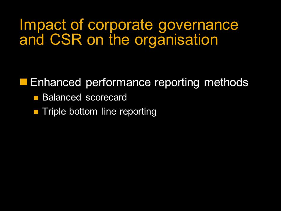 Impact of corporate governance and CSR on the organisation