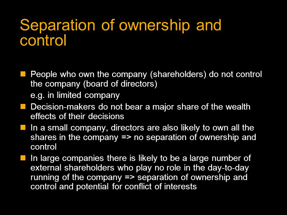Separation of ownership and control