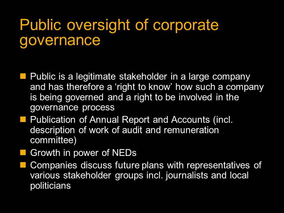 Public oversight of corporate governance