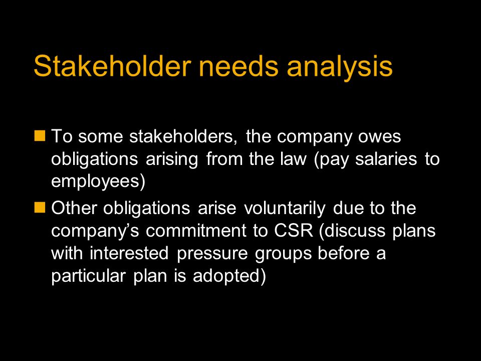 Stakeholder needs analysis