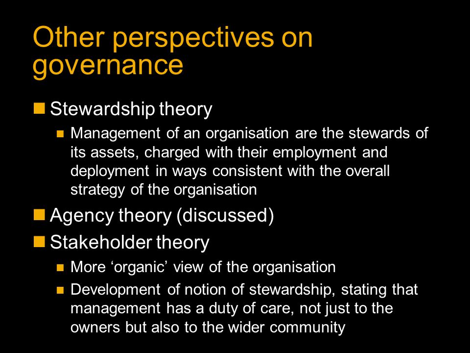 Other perspectives on governance