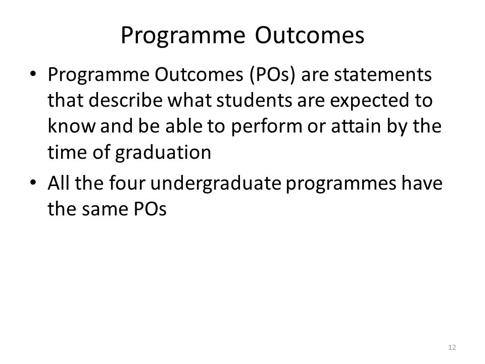 Programme Outcomes
