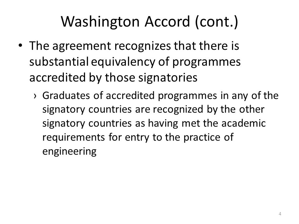 Washington Accord (cont.)