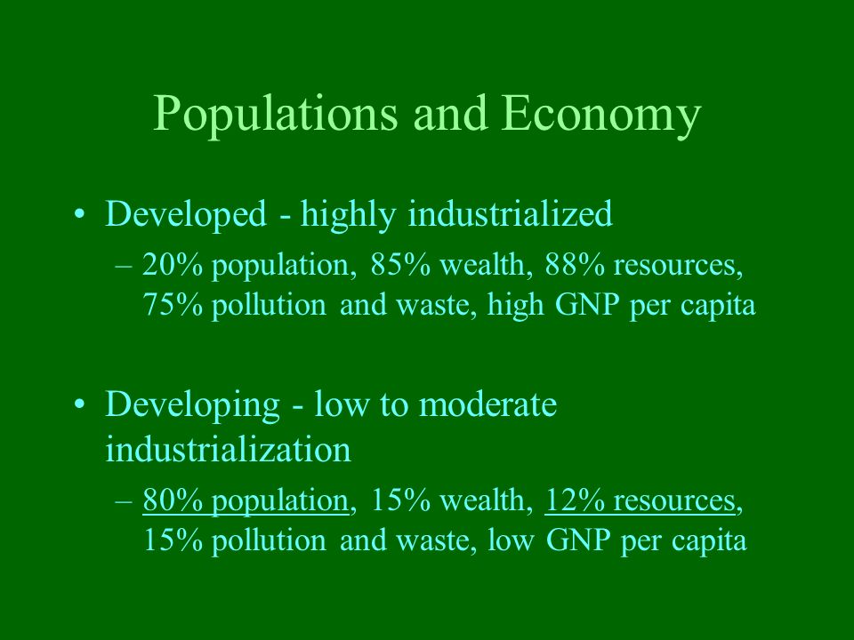 Populations and Economy
