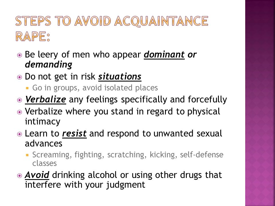 Steps to avoid acquaintance rape: