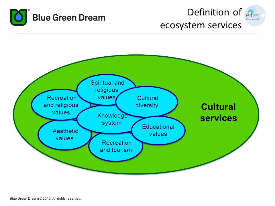 Definition of ecosystem services Cultural services