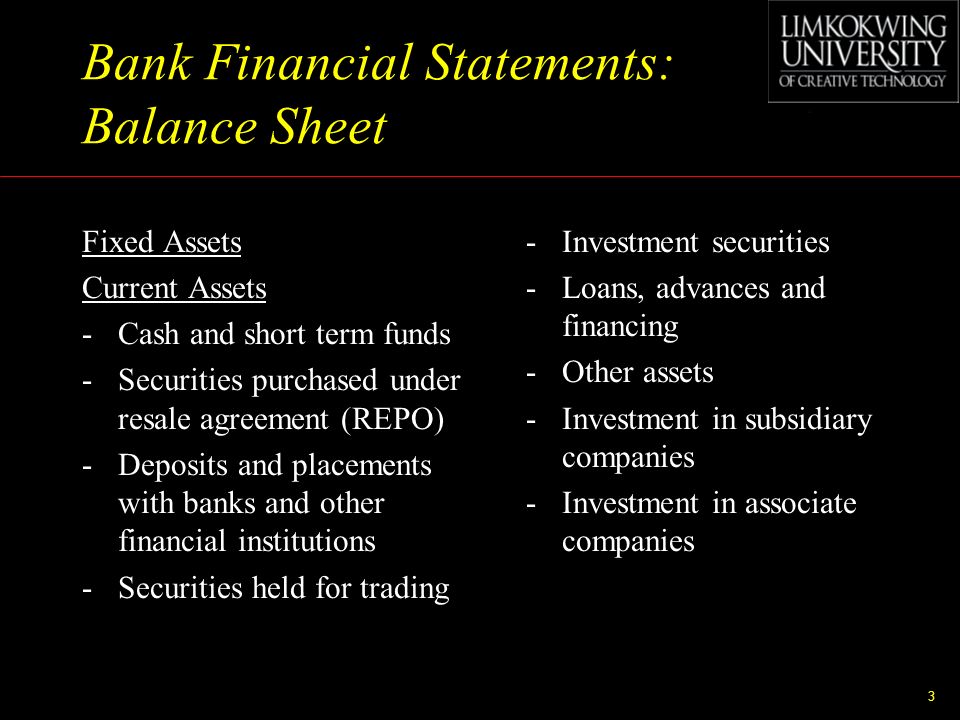 Bank Financial Statements: Balance Sheet