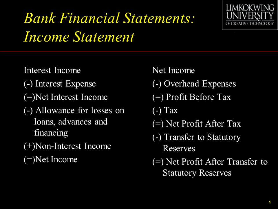 Bank Financial Statements: Income Statement