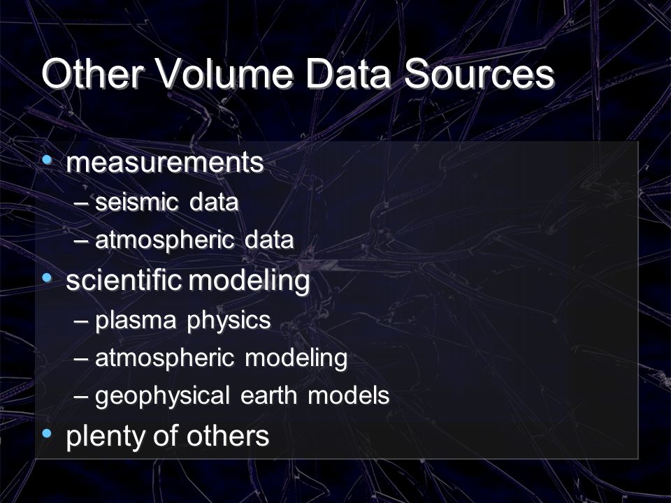Other Volume Data Sources