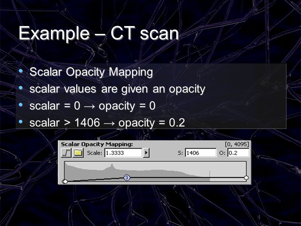Example – CT scan Scalar Opacity Mapping