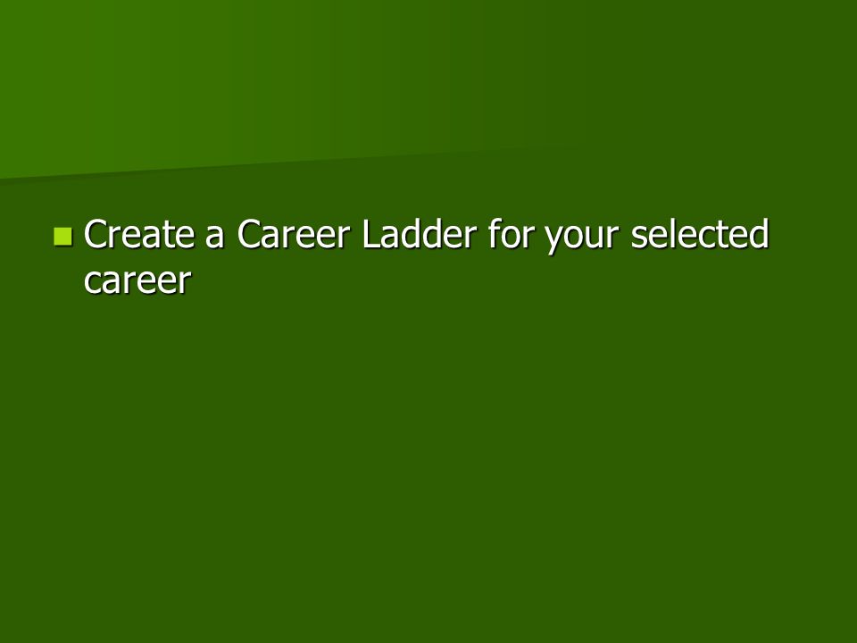 Create a Career Ladder for your selected career